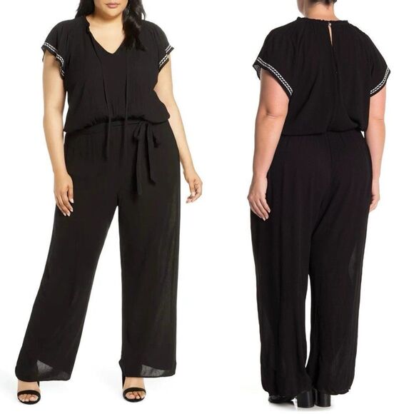 CECE CYNTHIA STEFFE Embroidered Sleeve Jumpsuit  - Picture 1 of 11